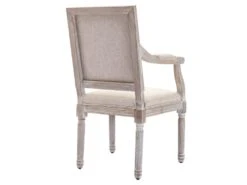 Lot De 6 Chaises Avec Accoudoirs En Tissu Et Bois D'hévéa - Beige - AMBOISETTE -Mobilia Boutique chaise 11310981