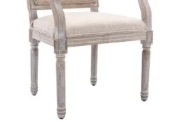 Lot De 6 Chaises Avec Accoudoirs En Tissu Et Bois D'hévéa - Beige - AMBOISETTE -Mobilia Boutique chaise 11310983
