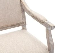 Lot De 6 Chaises Avec Accoudoirs En Tissu Et Bois D'hévéa - Beige - AMBOISETTE -Mobilia Boutique chaise 11310985