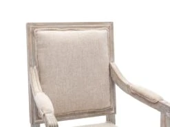 Lot De 6 Chaises Avec Accoudoirs En Tissu Et Bois D'hévéa - Beige - AMBOISETTE -Mobilia Boutique chaise 11310987