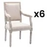Lot De 6 Chaises Avec Accoudoirs En Tissu Et Bois D'hévéa - Beige - AMBOISETTE -Mobilia Boutique chaise 11310997