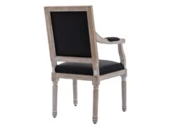 Lot De 6 Chaises Avec Accoudoirs En Tissu Et Bois D'hévéa - Noir - AMBOISETTE -Mobilia Boutique chaise 11311103