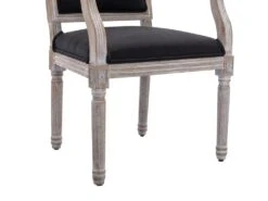 Lot De 6 Chaises Avec Accoudoirs En Tissu Et Bois D'hévéa - Noir - AMBOISETTE -Mobilia Boutique chaise 11311105