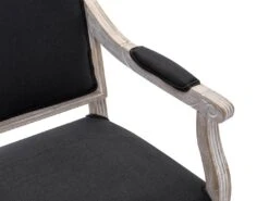 Lot De 6 Chaises Avec Accoudoirs En Tissu Et Bois D'hévéa - Noir - AMBOISETTE -Mobilia Boutique chaise 11311107