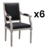 Lot De 6 Chaises Avec Accoudoirs En Tissu Et Bois D'hévéa - Noir - AMBOISETTE -Mobilia Boutique chaise 11311117