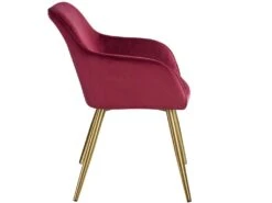 Lot De 4 Chaises Pieds Doré Siège De Salon Cuisine Salle à Manger Design élégant Velours Bordeaux 08_0000110 -Mobilia Boutique chaise 11339821