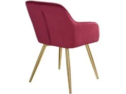 Lot De 4 Chaises Pieds Doré Siège De Salon Cuisine Salle à Manger Design élégant Velours Bordeaux 08_0000110 -Mobilia Boutique chaise 11339823