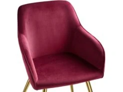 Lot De 4 Chaises Pieds Doré Siège De Salon Cuisine Salle à Manger Design élégant Velours Bordeaux 08_0000110 -Mobilia Boutique chaise 11339825