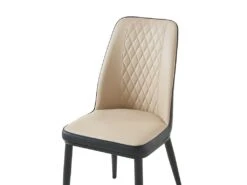 Lot De 2 Chaises En Simili Et Métal - Beige Et Anthracite - MILDURA -Mobilia Boutique chaise 1141741