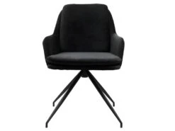 AYDEN - Fauteuil De Table En Tissu Chenillé Noir Et Métal Noir -Mobilia Boutique chaise 11575505