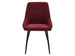 GRACE - Chaise En Tissu Chevrons Bordeaux Et Pieds Métal Noir (x4) -Mobilia Boutique chaise 11575637