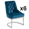 Lot De 6 Chaises En Velours Et Acier Inoxydable - Bleu Et Pieds Chromés - PORILASO De Pascal MORABITO 2 Lot De 6 Chaises En Velours Et Acier Inoxydable - Bleu Et Pieds Chromés - PORILASO De Pascal MORABITO -Mobilia Boutique chaise 11769687