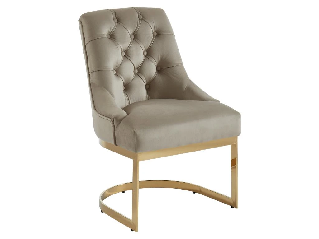 Lot De 2 Chaises En Velours Et Acier Inoxydable - Beige Et Pieds Dorés - PORILASO De Pascal MORABITO 6 Lot De 2 Chaises En Velours Et Acier Inoxydable - Beige Et Pieds Dorés - PORILASO De Pascal MORABITO – Image 4