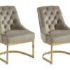 Lot De 2 Chaises En Velours Et Acier Inoxydable - Beige Et Pieds Dorés - PORILASO De Pascal MORABITO 2 Lot De 2 Chaises En Velours Et Acier Inoxydable - Beige Et Pieds Dorés - PORILASO De Pascal MORABITO -Mobilia Boutique chaise 11775127
