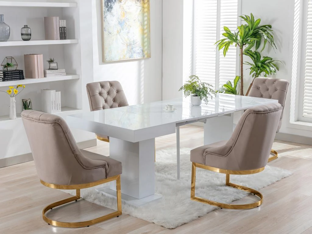 Lot De 2 Chaises En Velours Et Acier Inoxydable - Beige Et Pieds Dorés - PORILASO De Pascal MORABITO 4 Lot De 2 Chaises En Velours Et Acier Inoxydable - Beige Et Pieds Dorés - PORILASO De Pascal MORABITO – Image 2