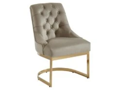 Lot De 6 Chaises En Velours Et Acier Inoxydable - Beige Et Pieds Dorés - PORILASO De Pascal MORABITO -Mobilia Boutique chaise 11778235