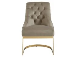 Lot De 6 Chaises En Velours Et Acier Inoxydable - Beige Et Pieds Dorés - PORILASO De Pascal MORABITO -Mobilia Boutique chaise 11778259