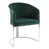 Chaise Avec Accoudoirs En Velours Et Métal - Vert Et Chromé - JOSETHE De Pascal MORABITO -Mobilia Boutique chaise 11941269