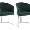 Lot De 2 Chaises Avec Accoudoirs En Velours Et Métal - Vert Et Chromé - JOSETHE De Pascal MORABITO -Mobilia Boutique chaise 11941679