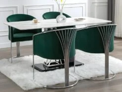 Lot De 6 Chaises Avec Accoudoirs En Velours Et Métal - Vert Et Chromé - JOSETHE De Pascal MORABITO -Mobilia Boutique chaise 11941889