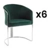 Lot De 6 Chaises Avec Accoudoirs En Velours Et Métal - Vert Et Chromé - JOSETHE De Pascal MORABITO -Mobilia Boutique chaise 11941941