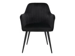 Lot De 2 Chaises Avec Accoudoirs En Velours Et Métal Noir - Noir - ELEANA -Mobilia Boutique chaise 12239547
