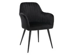 Lot De 2 Chaises Avec Accoudoirs En Velours Et Métal Noir - Noir - ELEANA -Mobilia Boutique chaise 12239549