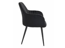 Lot De 2 Chaises Avec Accoudoirs En Velours Et Métal Noir - Noir - ELEANA -Mobilia Boutique chaise 12239579