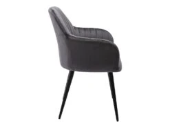 Lot De 6 Chaises Avec Accoudoirs En Velours Et Métal Noir - Gris - ELEANA -Mobilia Boutique chaise 12292079