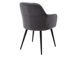 Lot De 6 Chaises Avec Accoudoirs En Velours Et Métal Noir - Gris - ELEANA -Mobilia Boutique chaise 12292081