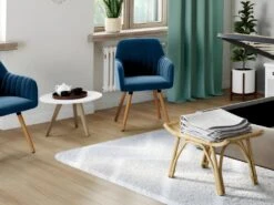 Lot De 2 Chaises Avec Accoudoirs - Velours Et Métal Effet Bois - Bleu - ELEANA -Mobilia Boutique chaise 12331147