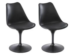 Lot De 2 Chaises En Polypropylène, Simili Et Métal - Noir - XAFY
