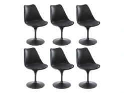 Lot De 6 Chaises En Polypropylène, Simili Et Métal - Noir - XAFY -Mobilia Boutique chaise 12353269