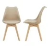 Lot De 2 Chaises De Salle à Manger Scandinave Siège Cuisine Plastique Synthétique Hêtre 81 Cm Beige 03_0002767 -Mobilia Boutique chaise 12384247