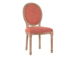 EMIA - Lot De 2 Chaises Médaillon Bois Tissu Corail -Mobilia Boutique chaise 12401297