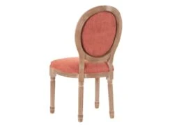 EMIA - Lot De 2 Chaises Médaillon Bois Tissu Corail -Mobilia Boutique chaise 12401301