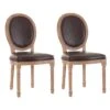 EMIA - Lot De 2 Chaises Médaillon Bois Simili Marron 2 EMIA - Lot De 2 Chaises Médaillon Bois Simili Marron -Mobilia Boutique chaise 12401335