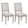 EMIA - Lot De 2 Chaises Dossier Rectangulaire Tissu Blanc -Mobilia Boutique chaise 12401777