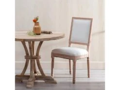 EMIA - Lot De 2 Chaises Dossier Rectangulaire Tissu Blanc -Mobilia Boutique chaise 12401779