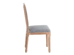 EMIA - Lot De 2 Chaises Dossier Rectangulaire Tissu Gris -Mobilia Boutique chaise 12401803