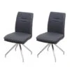 Lot De 2 Chaises De Salle à Manger Cuisine Design Moderne Acier Inoxydable Et Tissu Brossé Gris Foncé 04_0000242 -Mobilia Boutique chaise 12442891