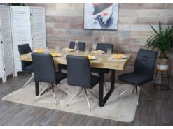 Lot De 2 Chaises De Salle à Manger Cuisine Design Moderne Acier Inoxydable Et Tissu Brossé Gris Foncé 04_0000242 -Mobilia Boutique chaise 12442897