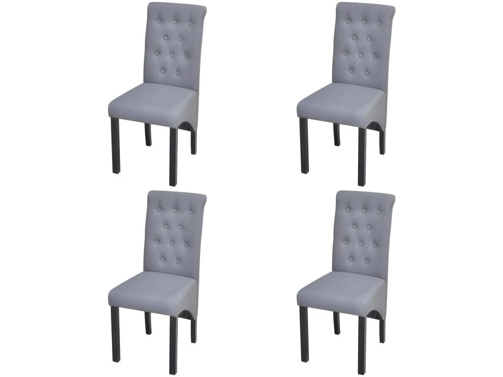 Lot De 4 Chaises De Salle à Manger Cuisine Dossier Capitonné En Tissu Gris Clair CDS021520 3 Lot De 4 Chaises De Salle à Manger Cuisine Dossier Capitonné En Tissu Gris Clair CDS021520
