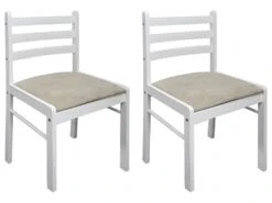 Lot De 2 Chaises De Salle à Manger Cuisine Design Classique Hévéa Solide Et Velours Blanc CDS020170
