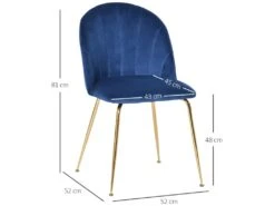 Lot De 2 Chaises Style Art-déco Dossier Strié Arrondi Piètement Métal Doré Incliné Effilé Velours Bleu Roi 9 Lot De 2 Chaises Style Art-déco Dossier Strié Arrondi Piètement Métal Doré Incliné Effilé Velours Bleu Roi -Mobilia Boutique chaise 12446425