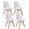 KAYELLES Lot De 4 Chaises Scandinaves Avec Coussin LAO (blanc) -Mobilia Boutique chaise 12578467