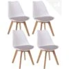 KAYELLES Lot De 4 Chaises Scandinaves Avec Coussin LAO (blanc Gris) -Mobilia Boutique chaise 12578491