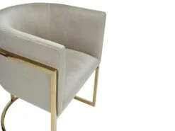 Chaise Avec Accoudoirs - Velours Et Acier Inoxydable - Beige Et Doré - PERIA De Pascal MORABITO -Mobilia Boutique chaise 12584481