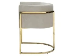 Lot De 6 Chaises Avec Accoudoirs - Velours Et Acier Inoxydable - Beige Et Doré - PERIA De Pascal MORABITO -Mobilia Boutique chaise 12586479