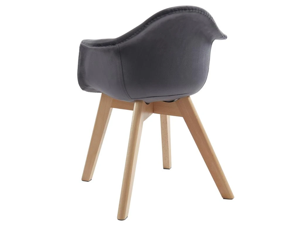 Lot De 2 Chaises Enfant Avec Accoudoirs En Velours Et Hêtre - Anthracite - POUPINETTE 7 Lot De 2 Chaises Enfant Avec Accoudoirs En Velours Et Hêtre - Anthracite - POUPINETTE – Image 5